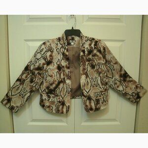 Worthington Black/Brown Snake Print Shrug/Bolero Short Jacket, Large